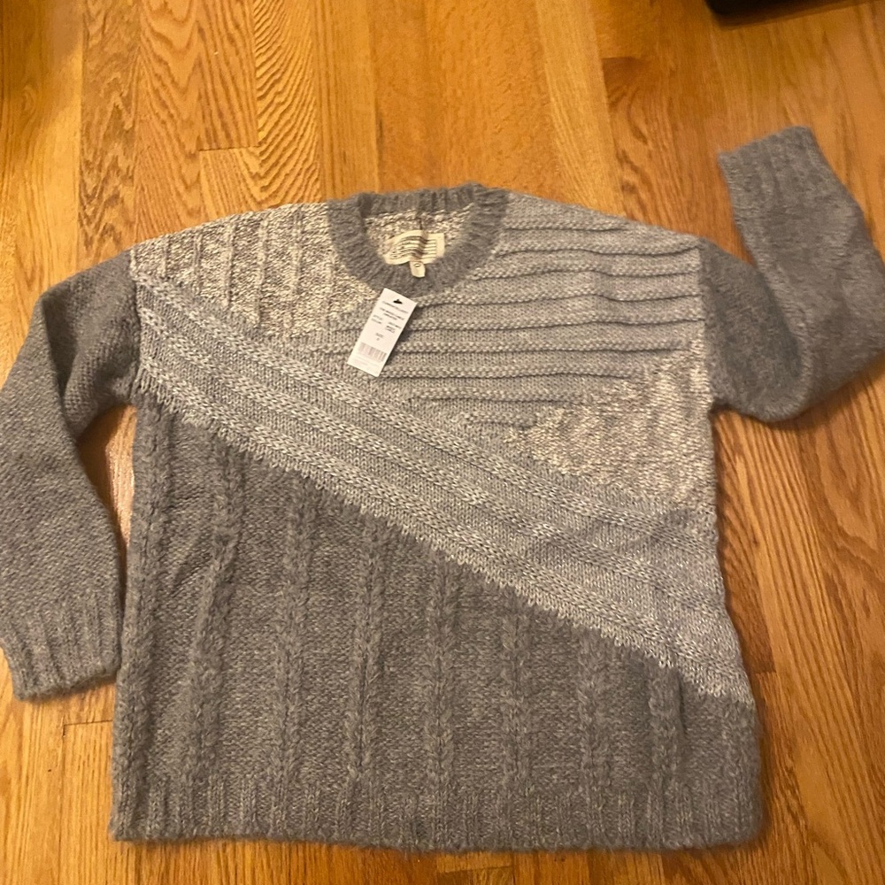 Current/Elliott Textured Gray Crewneck Sweater